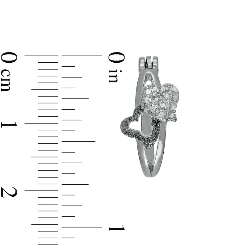 Diamond Accent Double Heart Hoop Earrings in Two-Tone Brass