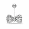 Thumbnail Image 1 of 014 Gauge Bow Belly Button Ring with Crystals in Stainless Steel