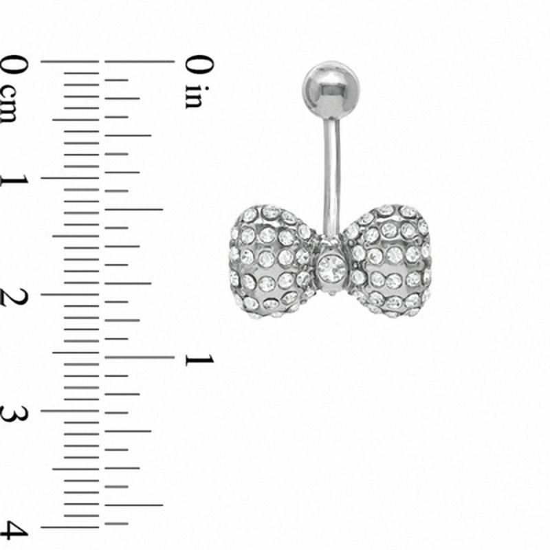 Main Image 2 of 014 Gauge Bow Belly Button Ring with Crystals in Stainless Steel