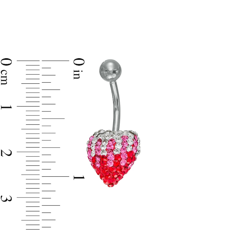 Main Image 2 of 014 Gauge Heart Belly Button Ring with Multi-Colored Crystals in Stainless Steel