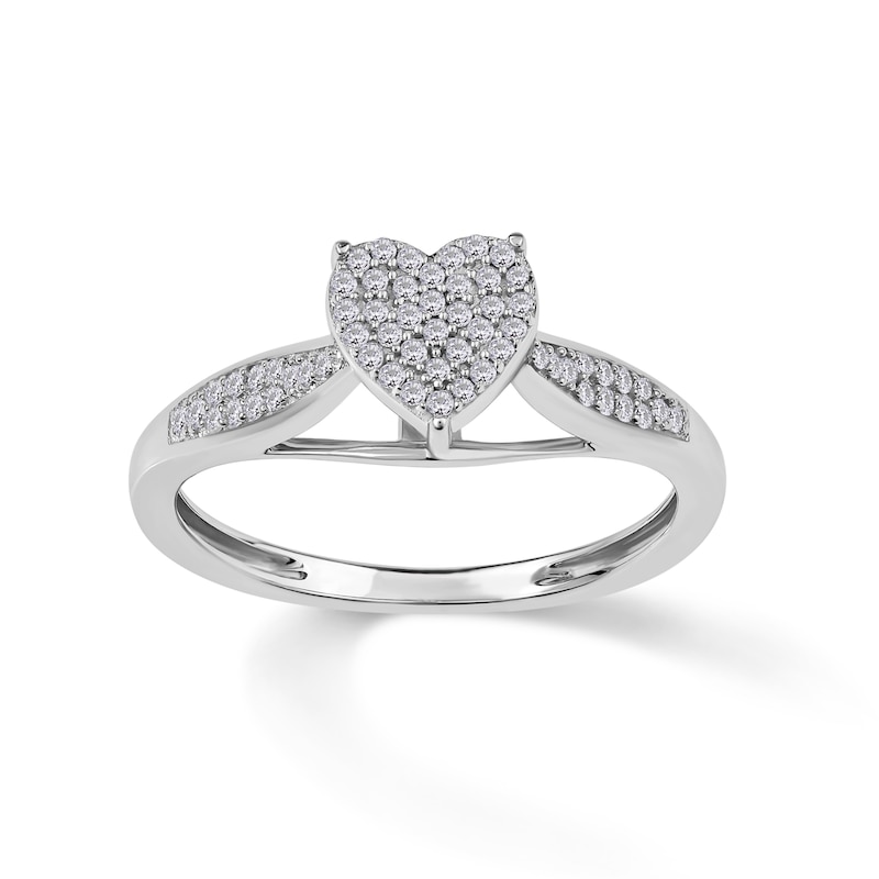Main Image 1 of 1/5 CT. T.W. Composite Diamond Heart Ring in Sterling Silver