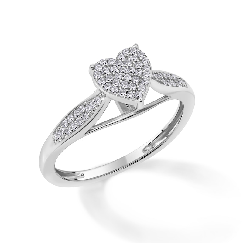 Main Image 2 of 1/5 CT. T.W. Composite Diamond Heart Ring in Sterling Silver