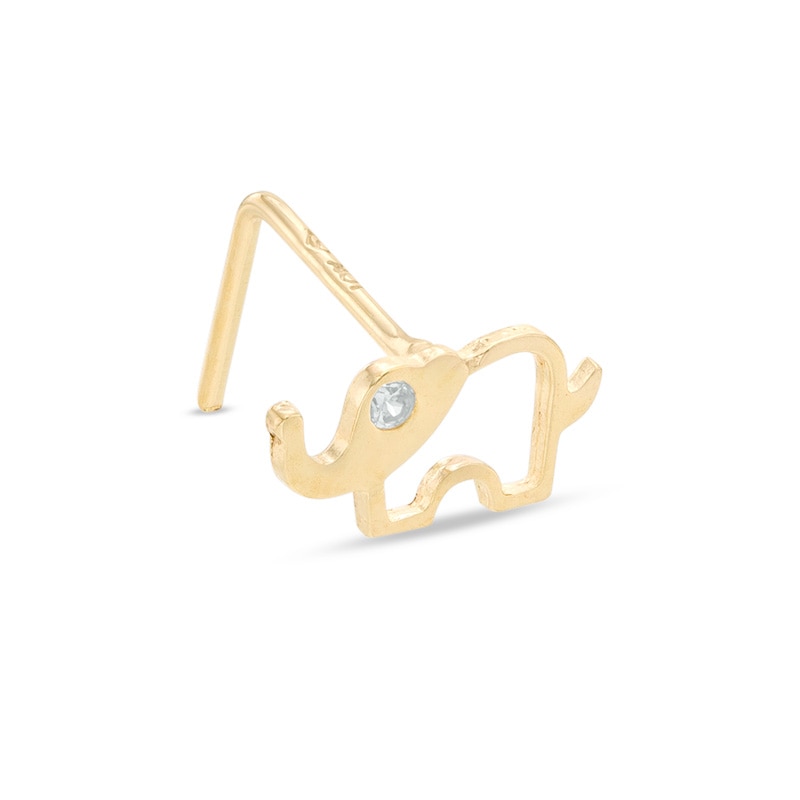 Main Image 1 of 025 Gauge Cubic Zirconia Elephant Nose Stud in 10K Gold