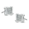 Diamond Accent Jagged Square Stud Earrings in Sterling Silver