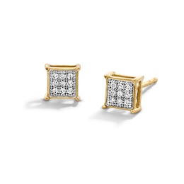 Diamond Accent Square Stud Earrings in Sterling Silver and 14K Gold Plate