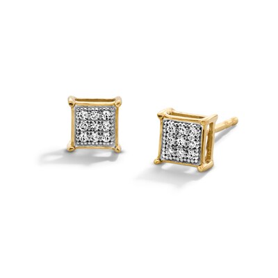 Diamond Accent Square Stud Earrings in Sterling Silver and 14K Gold Plate