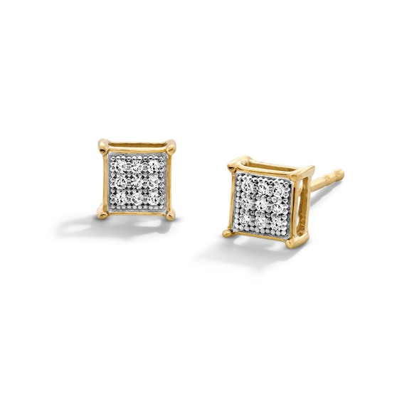 Diamond Accent Square Stud Earrings in Sterling Silver and 14K Gold Plate