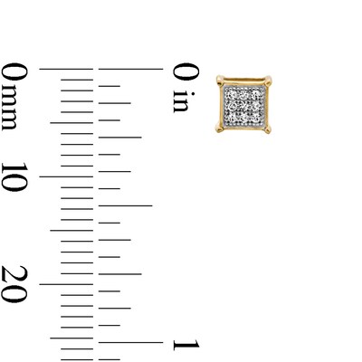 Diamond Accent Square Stud Earrings in Sterling Silver and 14K Gold Plate