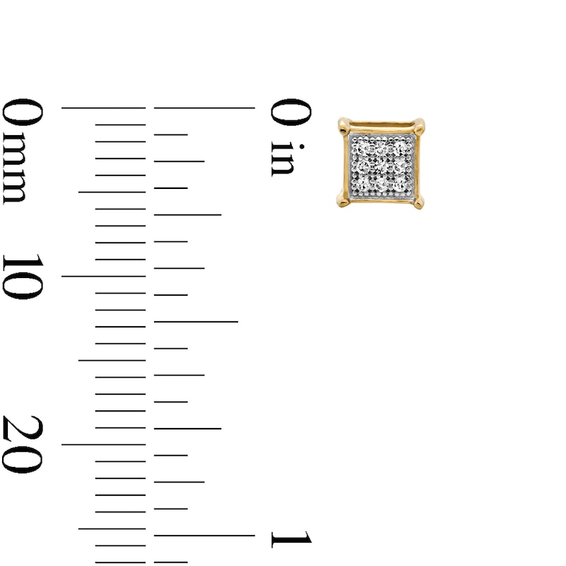 Main Image 3 of Diamond Accent Square Stud Earrings in Sterling Silver and 14K Gold Plate