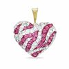 Pink and White Crystal Heart Charm in 10K Gold