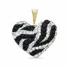Thumbnail Image 1 of Black and White Crystal Heart Charm in 10K Gold
