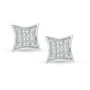 Thumbnail Image 1 of 1/10 CT. T.W. Diamond Concave Square Stud Earrings in Sterling Silver