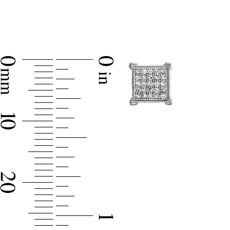Main Image 3 of 1/8 CT. T.W. Diamond Square Stud Earrings in Sterling Silver