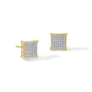 1/5 CT. T.W. Diamond Square Stud Earrings in Sterling Silver and 14K Gold Plate