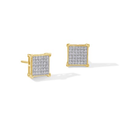 1/5 CT. T.W. Diamond Square Stud Earrings in Sterling Silver and 14K Gold Plate