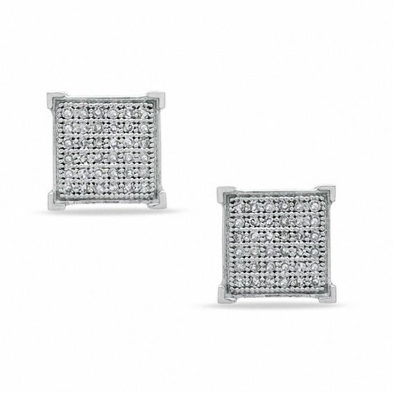 1/ CT. T.W. Diamond Square Stud Earrings in Sterling Silver