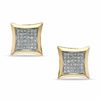1/4 CT. T.W. Diamond Curved Square Stud Earrings in Sterling Silver and 14K Gold Plate