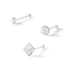 Thumbnail Image 0 of Semi-Solid Sterling Silver Crystal Nose Stud Set - 22G