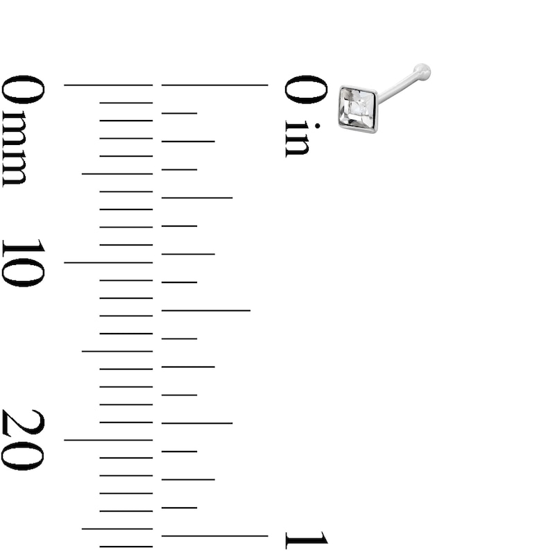 Main Image 5 of Semi-Solid Sterling Silver Crystal Nose Stud Set - 22G