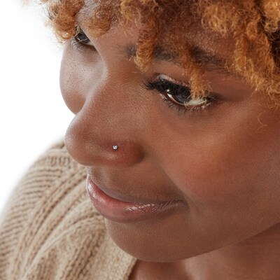 Semi-Solid Sterling Silver Crystal Nose Stud Set - 22G