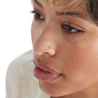 Sterling Silver Simulated Crystal Nose Stud Set - 22G