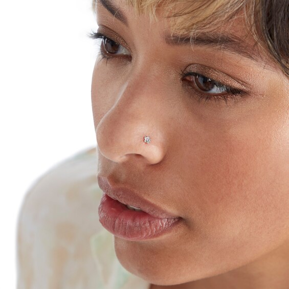 Sterling Silver Simulated Crystal Nose Stud Set - 22G