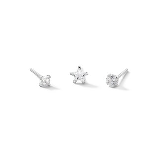 Semi-Solid Sterling Silver CZ Nose Stud Set