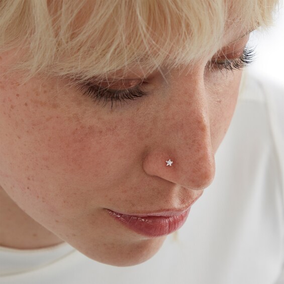 Semi-Solid Sterling Silver CZ Nose Stud Set