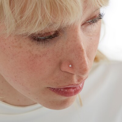 Semi-Solid Sterling Silver CZ Nose Stud Set