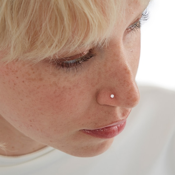 Semi-Solid Sterling Silver CZ Nose Stud Set
