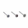 Thumbnail Image 1 of Semi-Solid Sterling Silver Crystal Multi-Color Flower Nose Stud Set - 22G