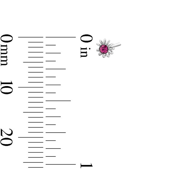 Semi-Solid Sterling Silver Crystal Multi-Color Flower Nose Stud Set - 22G