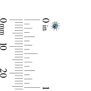 Semi-Solid Sterling Silver Crystal Multi-Color Flower Nose Stud Set - 22G