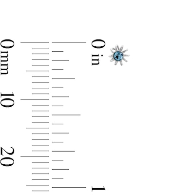 Semi-Solid Sterling Silver Crystal Multi-Color Flower Nose Stud Set - 22G