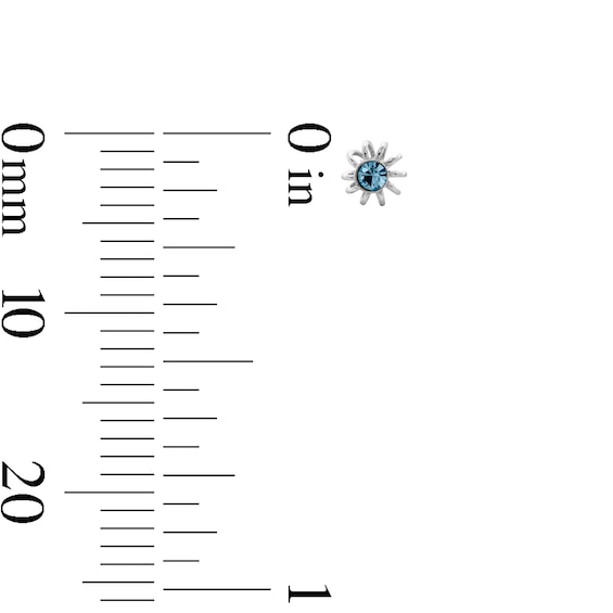 Semi-Solid Sterling Silver Crystal Multi-Color Flower Nose Stud Set - 22G