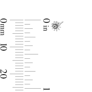 Semi-Solid Sterling Silver Crystal Multi-Color Flower Nose Stud Set - 22G