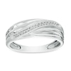 Men's Diamond Accent Slant Wave Band in Sterling Silver - Size 10.5