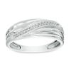 Men's Diamond Accent Slant Wave Band in Sterling Silver - Size 10.5