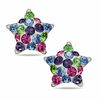 Child's Multi-Color Crystal Star Stud Earrings in Sterling Silver
