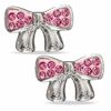 Thumbnail Image 1 of Child's Pink Crystal Bow Stud Earrings in Sterling Silver