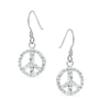 Thumbnail Image 1 of Child's Crystal Peace Sign Drop Earrings in Sterling Silver
