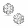 Child's Cubic Zirconia Flower Stud Earrings in Sterling Silver