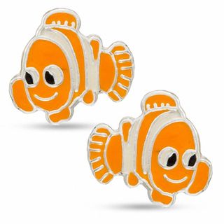 Child's Enamel Clown Fish Stud Earrings in Sterling Silver