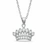 Thumbnail Image 1 of Child's Cubic Zirconia Crown Pendant in Sterling Silver - 15"