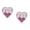Child's Purple and White Crystal Heart Stud Earrings in Sterling Silver