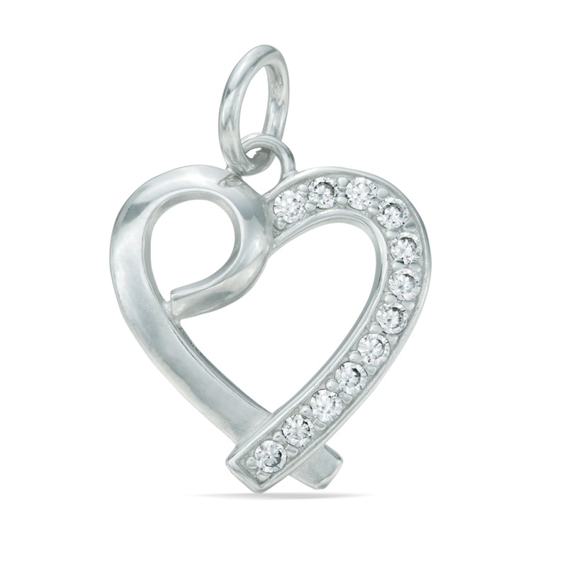 Cubic Zirconia Looping Heart Outline Charm in Sterling Silver | Banter