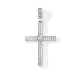 Cubic Zirconia Cross Necklace Charm in Sterling Silver