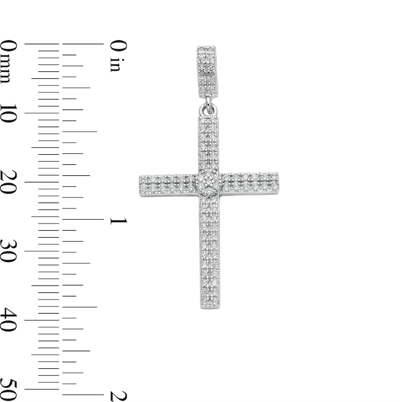 Main Image 5 of Cubic Zirconia Cross Necklace Charm in Sterling Silver