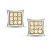 Thumbnail Image 1 of Yellow Cubic Zirconia Concave Square Stud Earrings in Sterling Silver