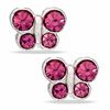 Thumbnail Image 0 of Child's Pink Crystal Butterfly Stud Earrings in Sterling Silver